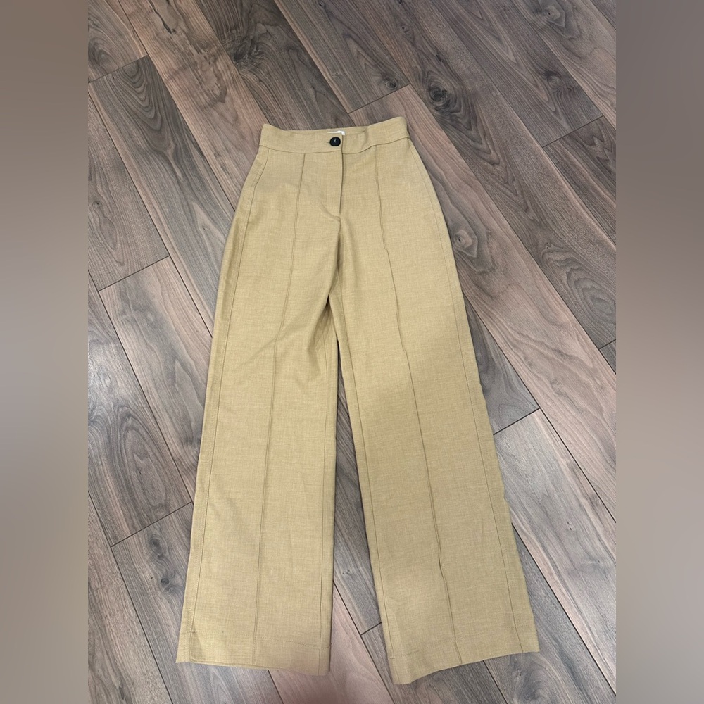 Bershka Cream Wide Leg Pants High Waisted
